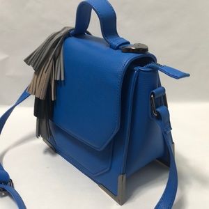Lionel Blue Faux Leather Tassel Crossbody Bag